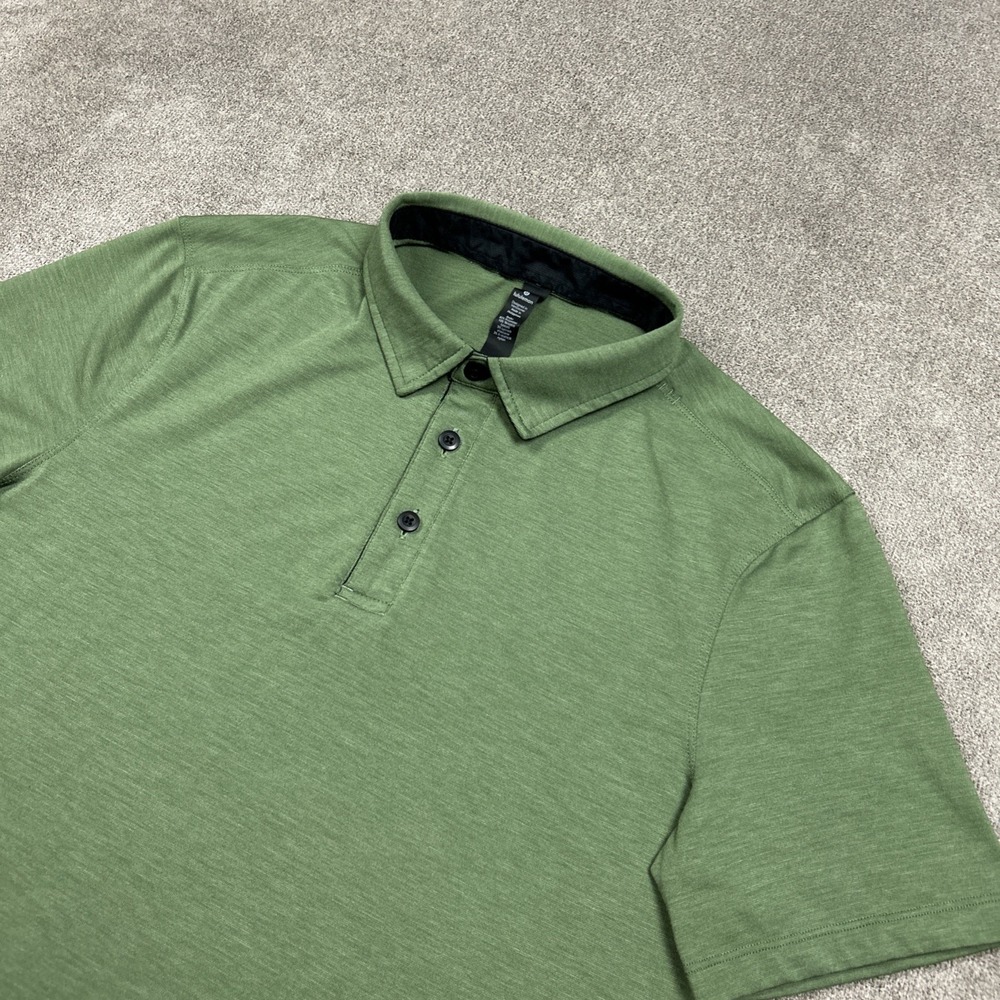 Lululemon Polo Shirt Mens Small Green Short Sleeve Performance Golf Stretch